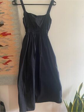 Classic Black Midi Sundress with Smocked Waist